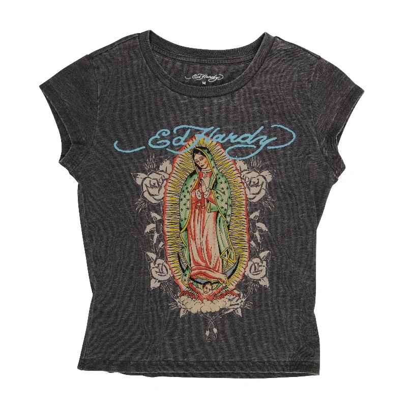Embroidery Design Mary Burnout Cap Sleeve Tee
