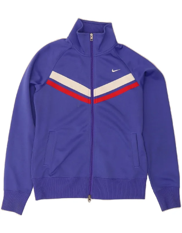 Trendy Items NIKE Womens Tracksuit Top Jacket UK 12/14 Medium Purple Colourblock
