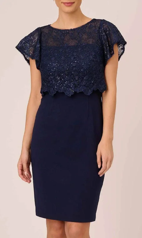 Summer Selection Adrianna Papell AP1D104957 - Knee Length Lace Blouson Dress