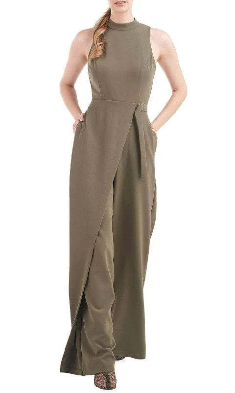 High-end Wear Kay Unger 5648558 - Turtleneck Belted Overlay Jumpsuit