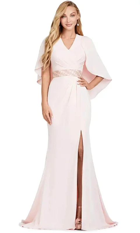 Free And Comfortable Ashley Lauren 11416 - V Neck Gown with Cape
