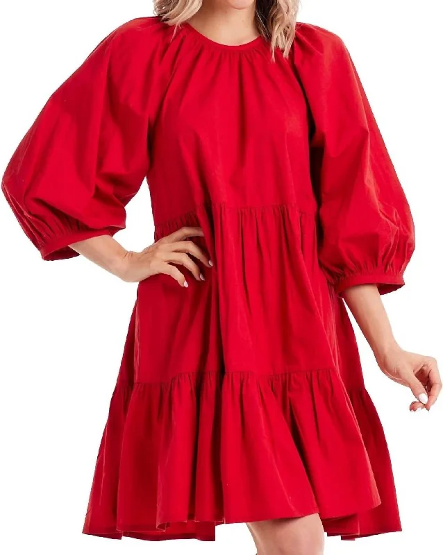 Noble And Elegant Adriana Bow Dress In Red