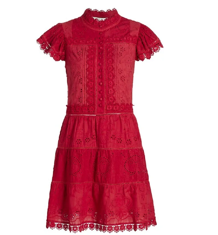 Minimal Style Alice + Olivia Marina Tiered Embr Mini Dress Cinnamon