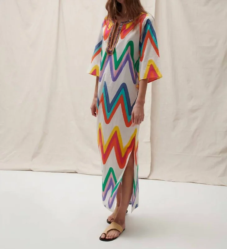Fashionable In The Times Bianca Dress In Chevron Multi