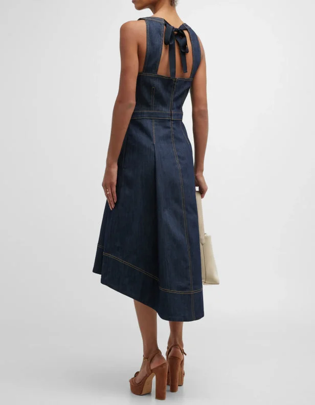 Sports And Leisure Cinq A Sept Women Gisselle Hi Low Cotton Denim Dress Indigo