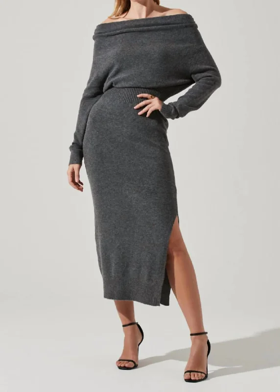 Bright Colors Cora Sweater Dress In Charcoal