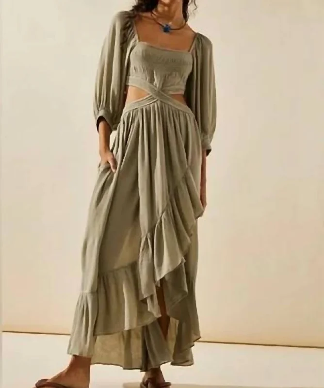 High-end Design Cross My Heart Maxi Dress In Mermaids Tail