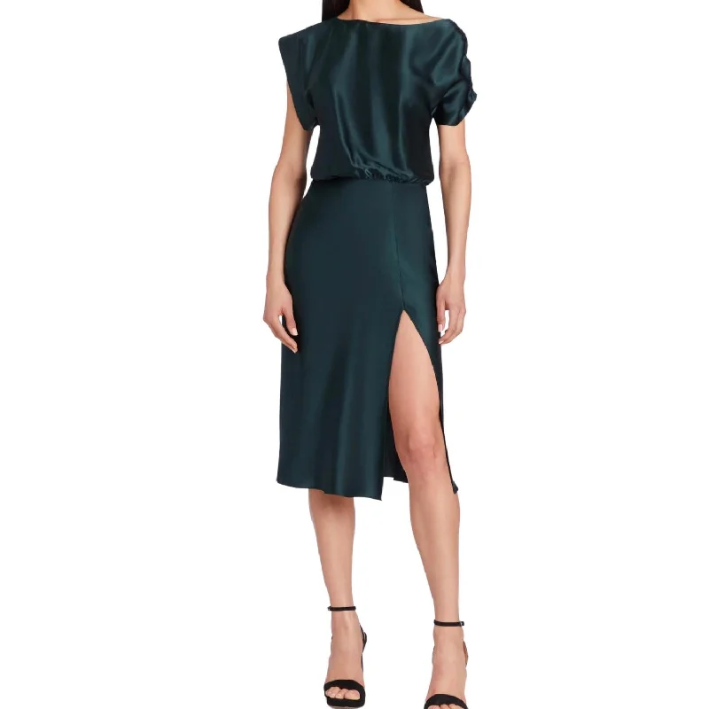 Luxury Customization Elroy Silk Dress In Black Forest
