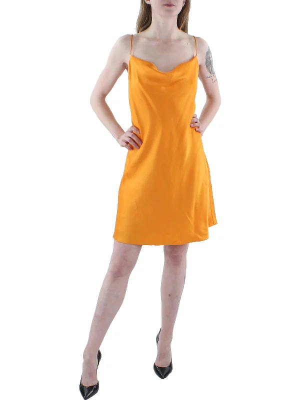 Economic Outlook Harmony Womens Satin Mini Slip Dress