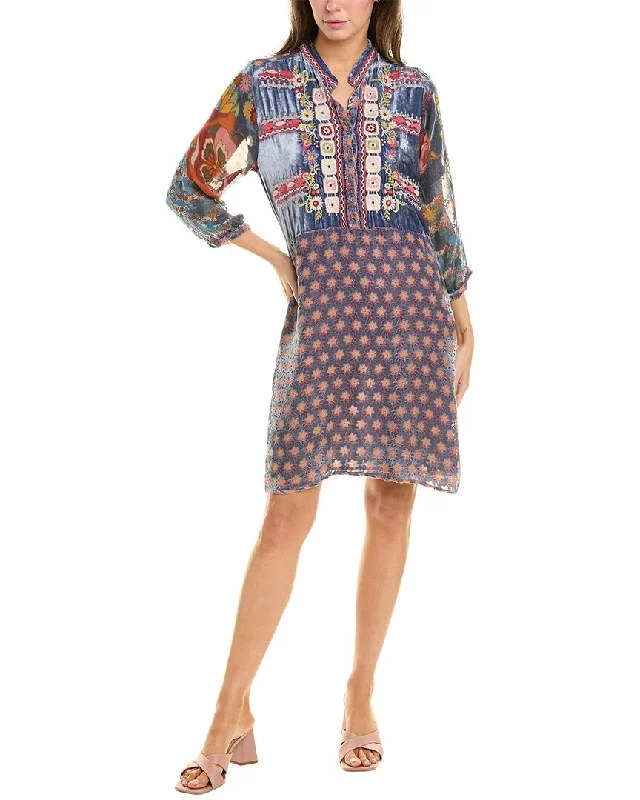 European Plan Johnny Was Gweneth Silk-Blend Mini Dress