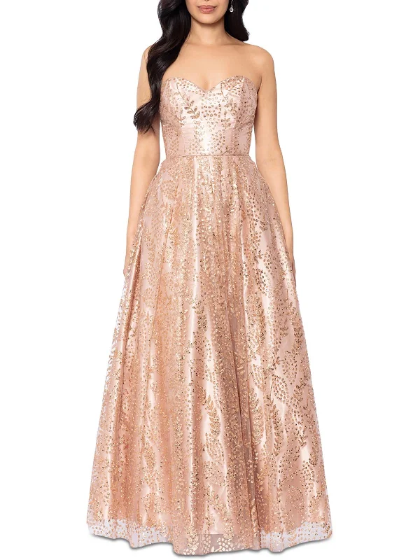 Minimal Classic Juniors Womens Sequined Long Evening Dress