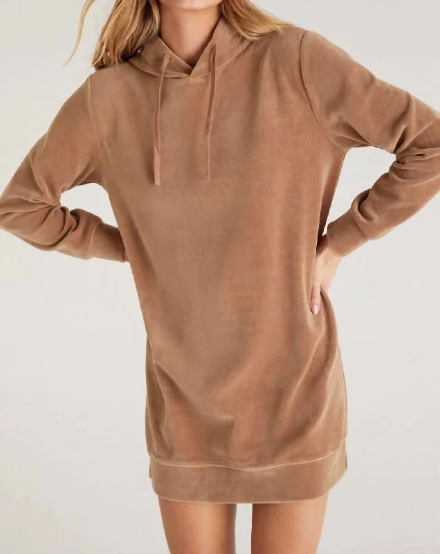Classic Color Margot Velour Mini Dress In Frappe