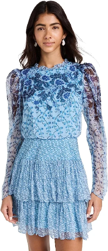 Floral Prints Saloni Crinkle Silk Chiffon Dress Floret Petal