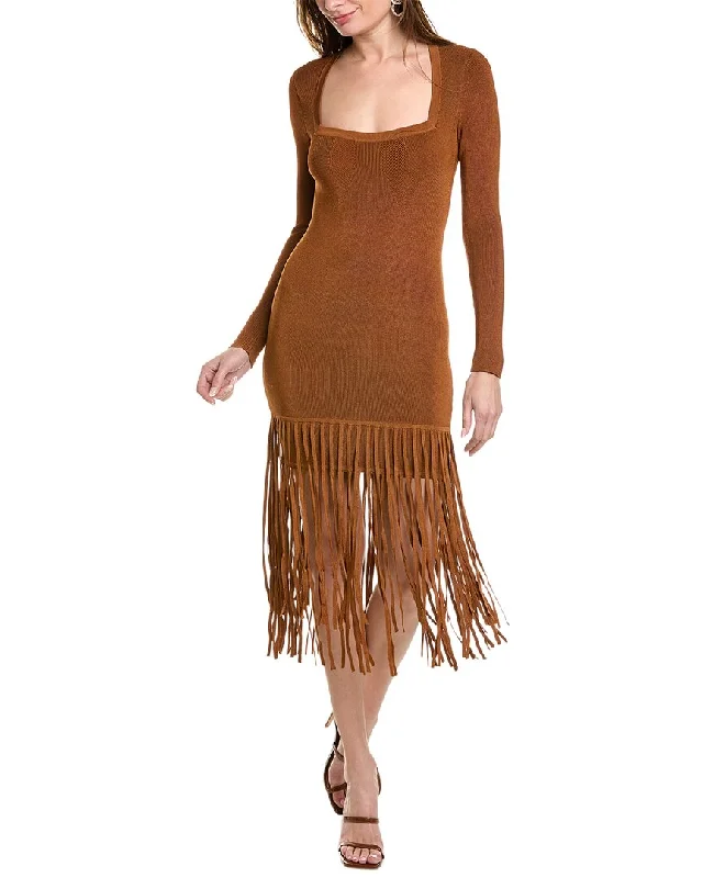 Fresh And Elegant Toccin Mila Fringe Midi Dress