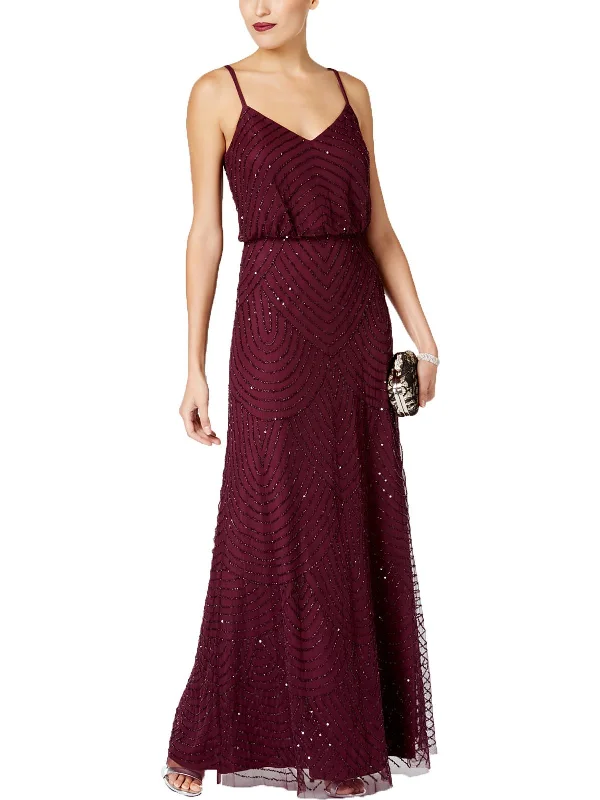 Street Fashion Womens Beaded Mesh Cocktail, Evening Dress