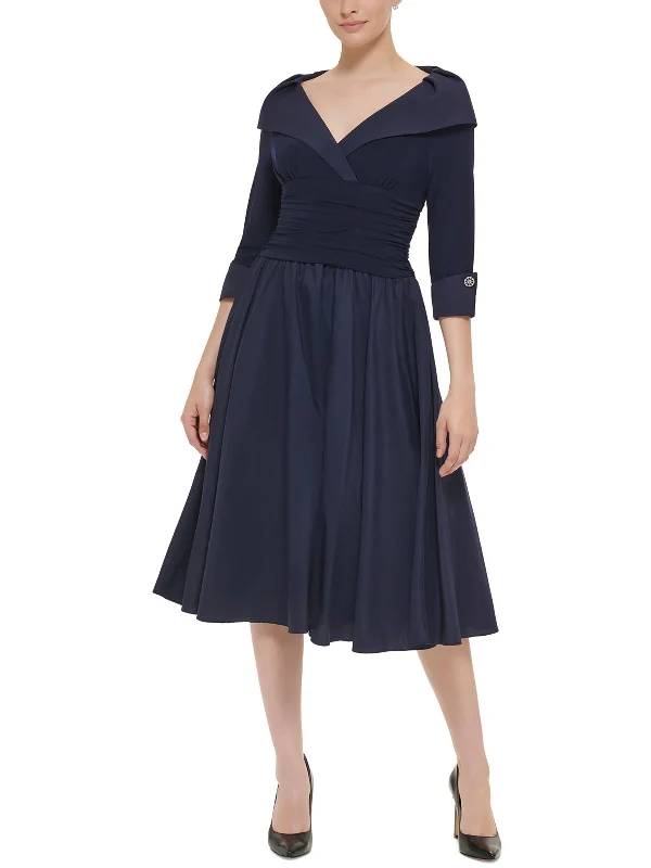 Classic Items Womens Collar Fit Stretch Fit & Flare Dress