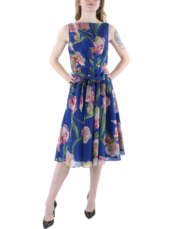 New Products Womens Floral Pleated Cocktail and Party Dress