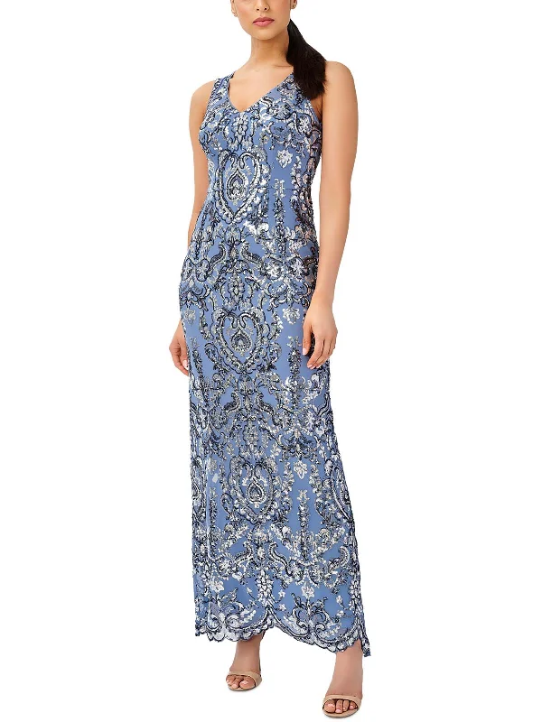 Romantic Temperament Womens Sequined Long Evening Dress