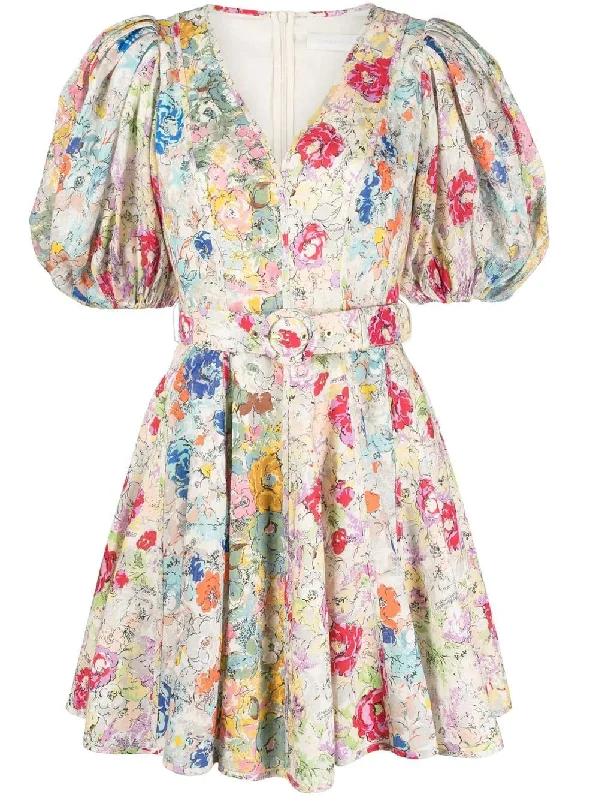 Fashionable Prints Zimmermann Clover Panelled Mini Dress Spliced Multi Floral