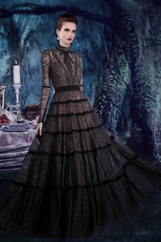 Personalized Outfit Janique - K7031 Long Sleeve High Neck Lace A-Line Gown