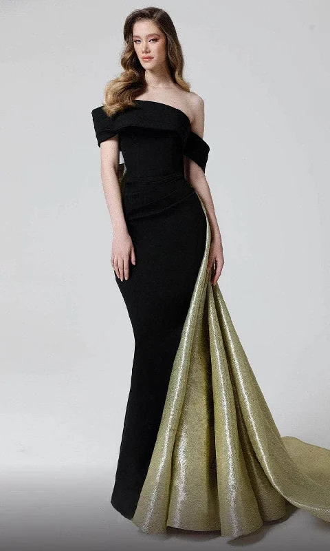 Retro Design MNM Couture N0466 - Off Shoulder Asymmetric Evening Gown