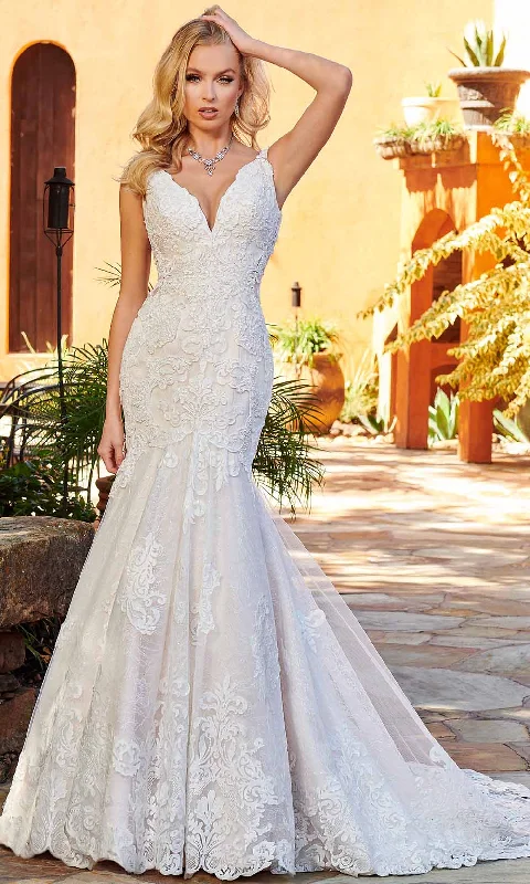 Fresh And Fashionable Rachel Allan Bridal RB4145 - V-Neck Trumpet Bridal Gown