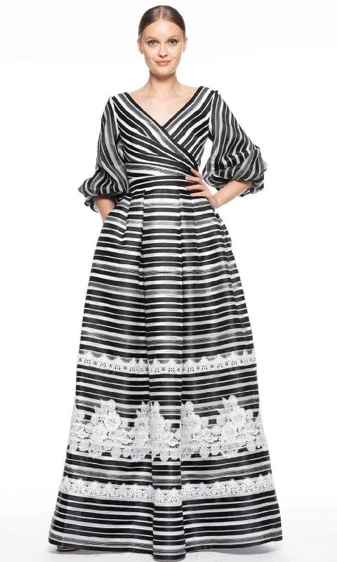 Energy Wear Theia 8812269 - Faux Wrap Stripe Evening Dress