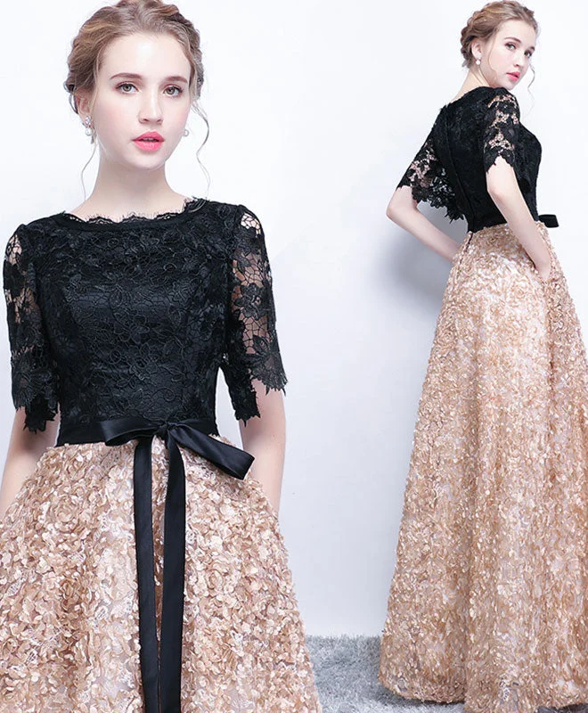 Personal Charm Unique Black Lace Long Prom Dress, Lace Evening Dress