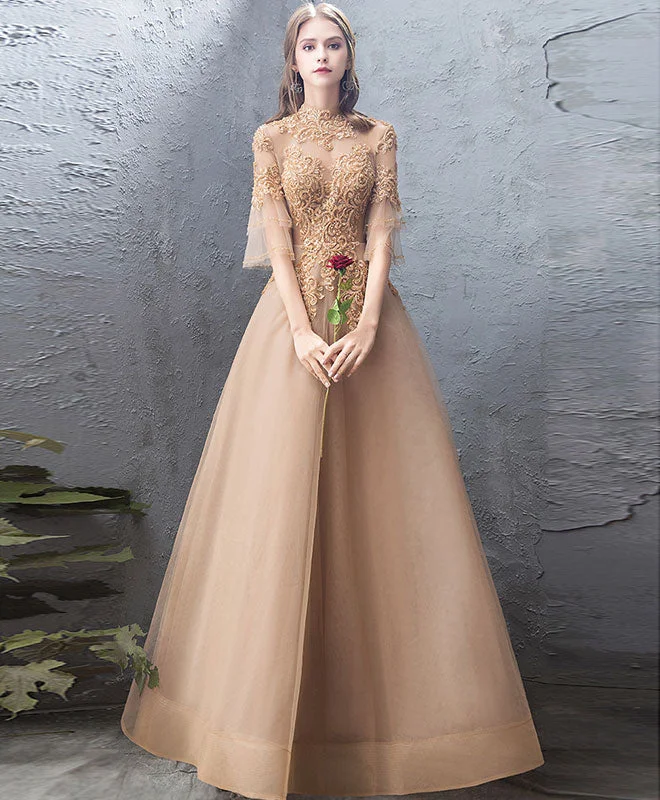 Fashionable Inner Wear Unique Tulle Lace Long Prom Dress, Tulle Lace Evening Dress