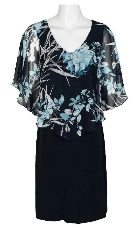 European Plan Connected Apparel TCN43080M1 - Floral Cape Sleeve Dress