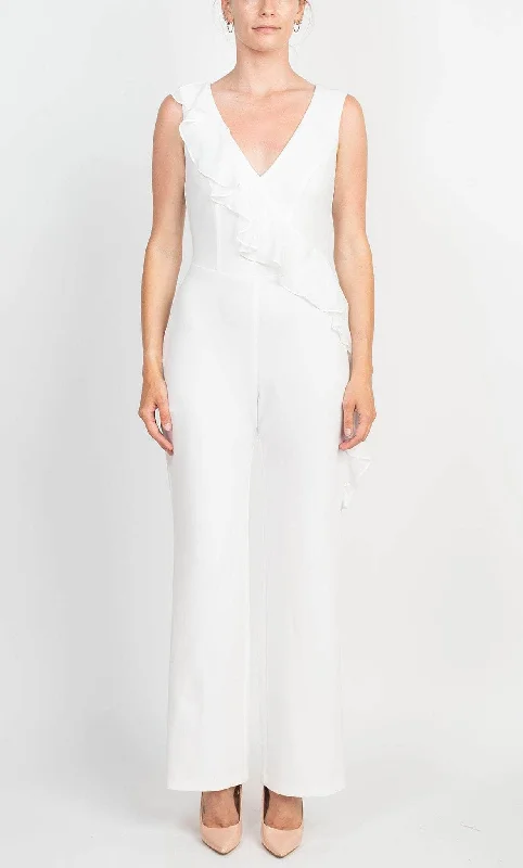 High Street Fashion Connected Apparel TJE48170M1 - Ruffled Asymmetric Pantsuit