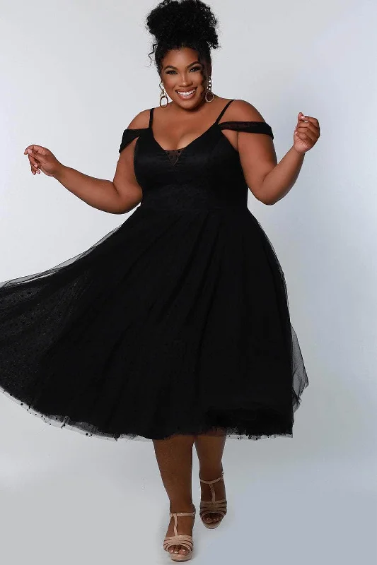 Exquisite Tailoring Sydney's Closet CE2208 - Cold Shoulder A-line Knee-Length Dress