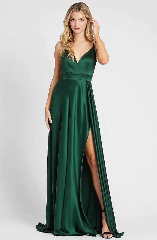 Classic Style Ieena Duggal - 55278I Satin Simple Prom Gown with High Slit