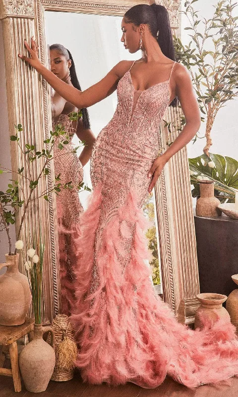 Unique Fashion Ladivine CC1608 - Sleeveless Plunging V-Neck Prom Gown
