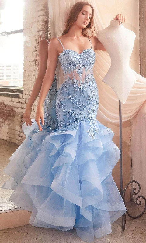 European Plan Ladivine CC8915 - Embroidered Sleeveless Mermaid Prom Gown