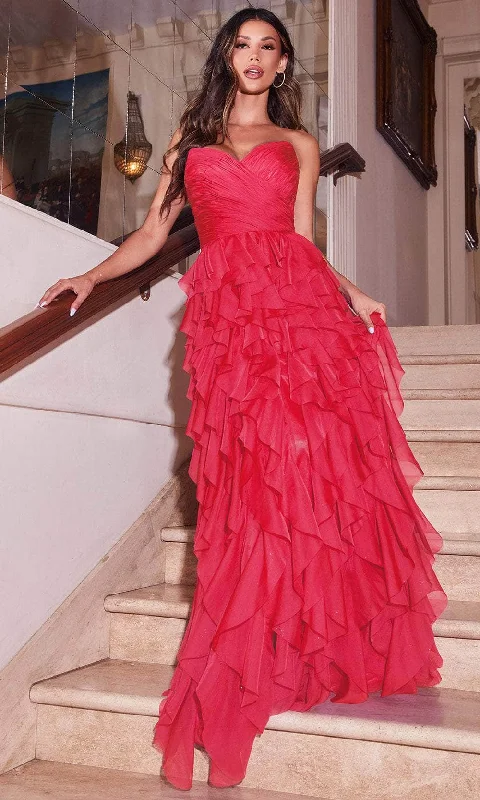 Fashion Wear Ladivine CZ0027 - Ruffled A-Line Evening Dress