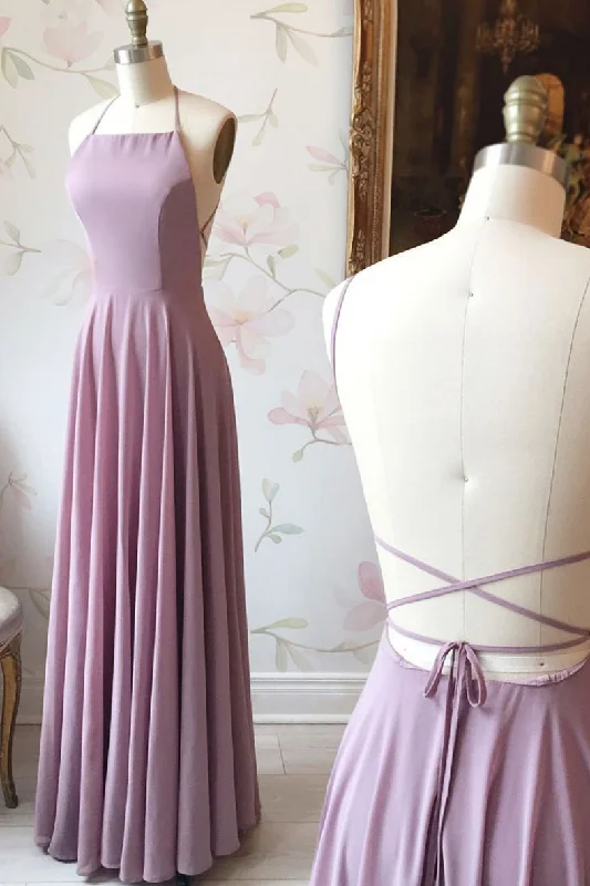 Luxury Customization Simple backless chiffon long prom dress, evening dress