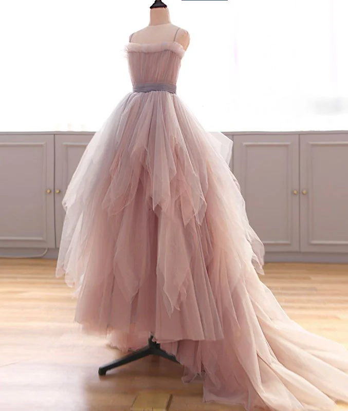 Minimal Style Unique tulle long prom dress, tulle long evening dress